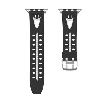 For Apple Watch Series 3 & 2 & 1 38mm Fashion Smiling Face Pattern Silicone Watch Strap (Black+White)-garmade.com