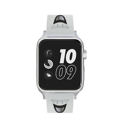 For Apple Watch Series 3 & 2 & 1 38mm Fashion Smiling Face Pattern Silicone Watch Strap(White)-garmade.com