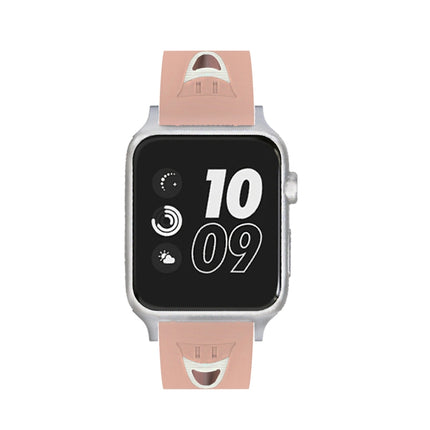For Apple Watch Series 3 & 2 & 1 38mm Fashion Smiling Face Pattern Silicone Watch Strap(Pink)-garmade.com