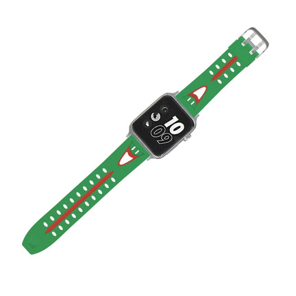 For Apple Watch Series 3 & 2 & 1 38mm Fashion Smiling Face Pattern Silicone Watch Strap(Green)-garmade.com