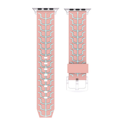 For Apple Watch Series 3 & 2 & 1 38mm Fashion Fishbone Pattern Silicone Watch Strap(Pink)-garmade.com