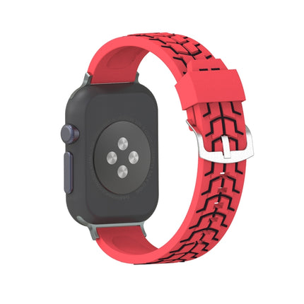 For Apple Watch Series 3 & 2 & 1 38mm Fashion Fishbone Pattern Silicone Watch Strap(Red)-garmade.com