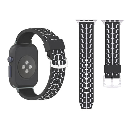 For Apple Watch Series 3 & 2 & 1 38mm Fashion Fishbone Pattern Silicone Watch Strap (Black+White)-garmade.com