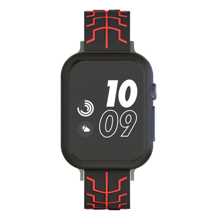 For Apple Watch Series 3 & 2 & 1 38mm Fashion Fishbone Pattern Silicone Watch Strap (Black+Red)-garmade.com