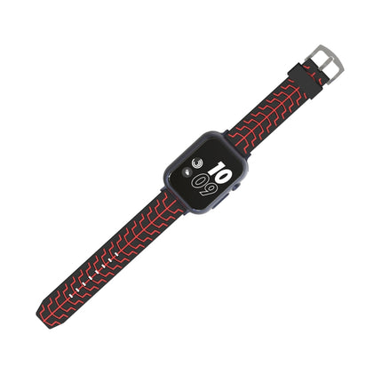 For Apple Watch Series 3 & 2 & 1 38mm Fashion Fishbone Pattern Silicone Watch Strap (Black+Red)-garmade.com