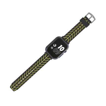 For Apple Watch Series 3 & 2 & 1 38mm Fashion Fishbone Pattern Silicone Watch Strap (Black+Yellow)-garmade.com