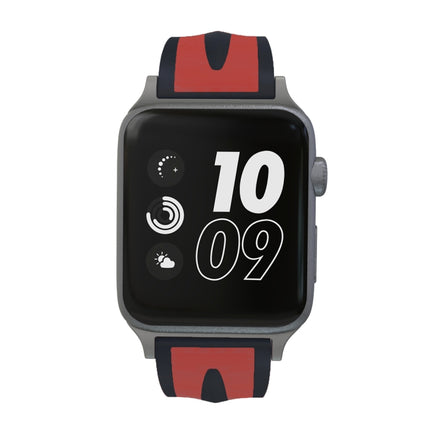 For Apple Watch Series 3 & 2 & 1 38mm Fashion Double Stripes Pattern Silicone Watch Strap (Black+Red)-garmade.com