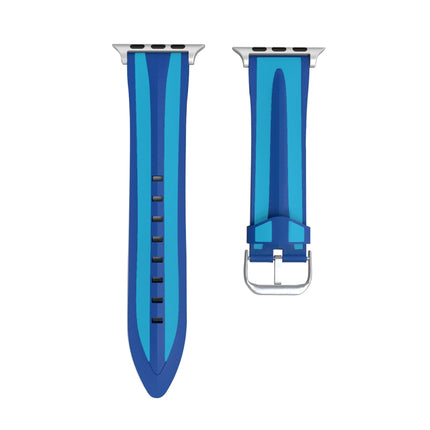 For Apple Watch Series 3 & 2 & 1 38mm Fashion Double Stripes Pattern Silicone Watch Strap(Blue)-garmade.com