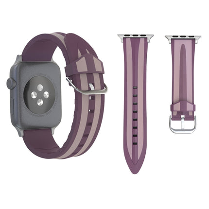 For Apple Watch Series 3 & 2 & 1 38mm Fashion Double Stripes Pattern Silicone Watch Strap(Pink)-garmade.com