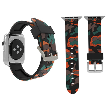 For Apple Watch Series 3 & 2 & 1 38mm Fashion Camouflage Pattern Silicone Watch Strap(Red)-garmade.com