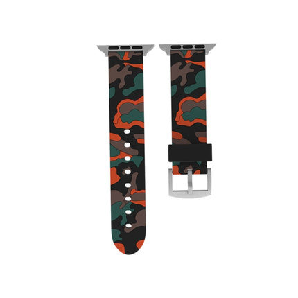 For Apple Watch Series 3 & 2 & 1 38mm Fashion Camouflage Pattern Silicone Watch Strap(Red)-garmade.com