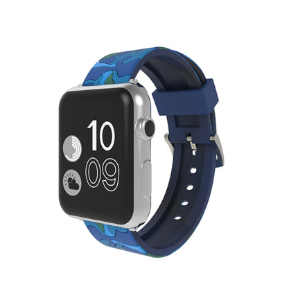 For Apple Watch Series 3 & 2 & 1 38mm Fashion Camouflage Pattern Silicone Watch Strap(Blue)-garmade.com