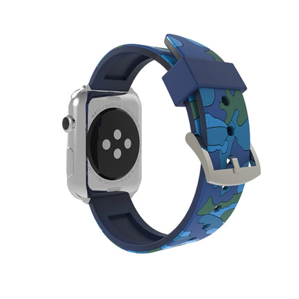 For Apple Watch Series 3 & 2 & 1 38mm Fashion Camouflage Pattern Silicone Watch Strap(Blue)-garmade.com