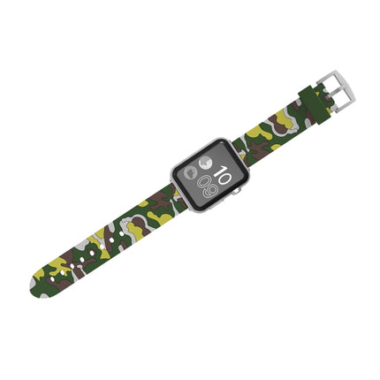 For Apple Watch Series 3 & 2 & 1 38mm Fashion Camouflage Pattern Silicone Watch Strap(Green)-garmade.com