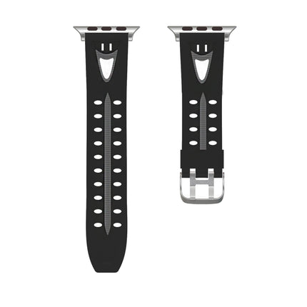 For Apple Watch Series 3 & 2 & 1 42mm Fashion Smiling Face Pattern Silicone Watch Strap (Black+Gray)-garmade.com