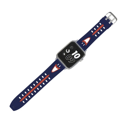 For Apple Watch Series 3 & 2 & 1 42mm Fashion Smiling Face Pattern Silicone Watch Strap (Blue+Red)-garmade.com