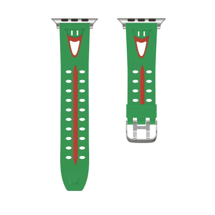 For Apple Watch Series 3 & 2 & 1 42mm Fashion Smiling Face Pattern Silicone Watch Strap(Green)-garmade.com