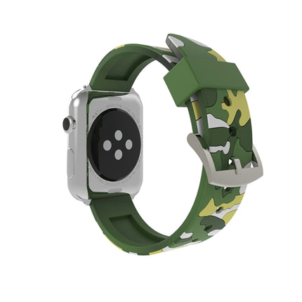For Apple Watch Series 3 & 2 & 1 42mm Fashion Camouflage Pattern Silicone Watch Strap(Green)-garmade.com