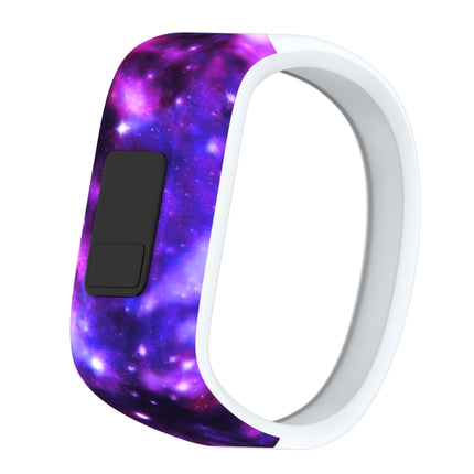 Nebula Pattern Silicone Sport Wrist Strap for Garmin Vivofit JR, Size: Large(Purple)-garmade.com