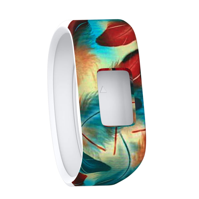 Colourful Feathers Pattern Silicone Sport Wrist Strap for Garmin Vivofit JR, Size: Small(Colour)-garmade.com