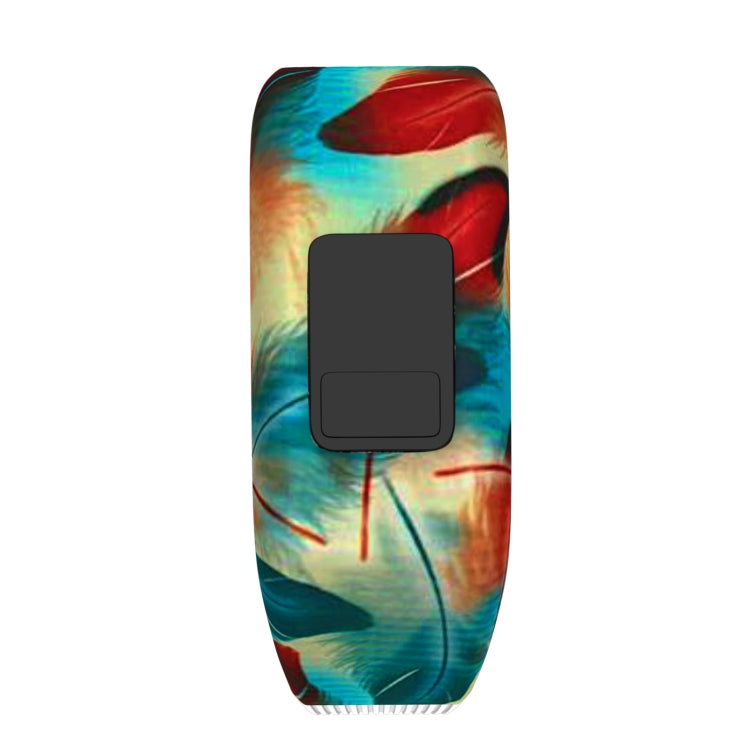 Colourful Feathers Pattern Silicone Sport Wrist Strap for Garmin Vivofit JR, Size: Small(Colour)-garmade.com