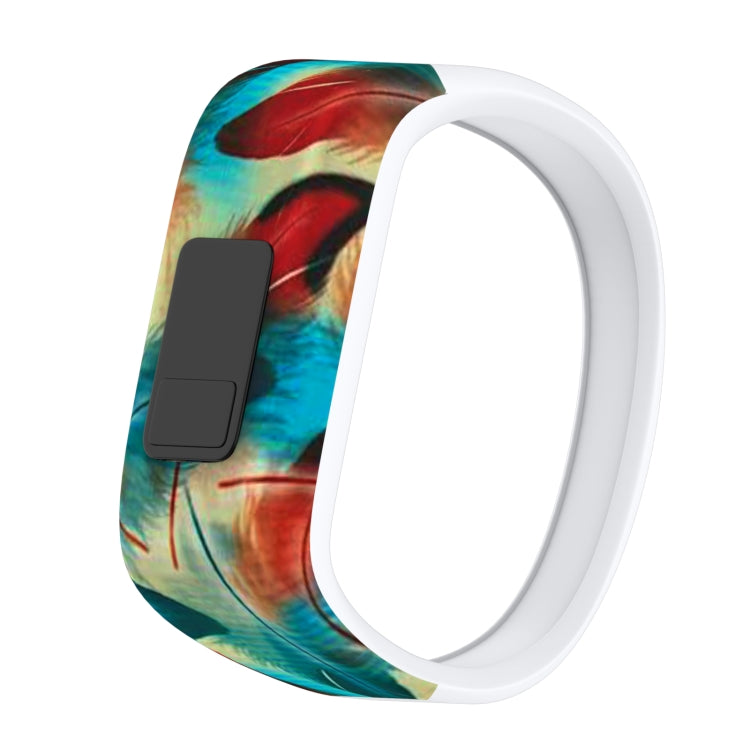 Colourful Feathers Pattern Silicone Sport Wrist Strap for Garmin Vivofit JR, Size: Small(Colour)-garmade.com