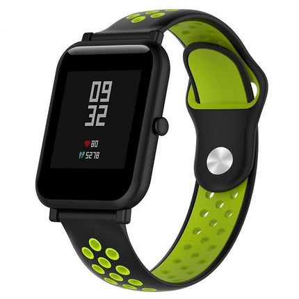 Double Colour Silicone Sport Wrist Strap for Huawei Watch Series 1 18mm(Black+green)-garmade.com