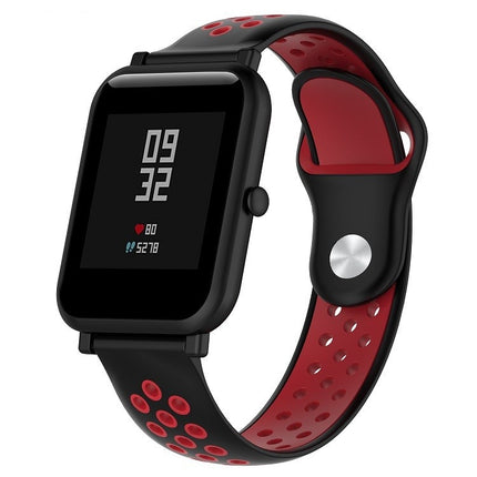 Double Colour Silicone Sport Wrist Strap for Huawei Watch Series 1 18mm(Black Red)-garmade.com