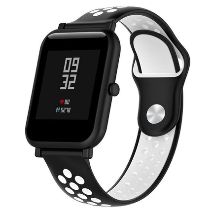 Double Colour Silicone Sport Wrist Strap for Huawei Watch Series 1 18mm(Black White)-garmade.com