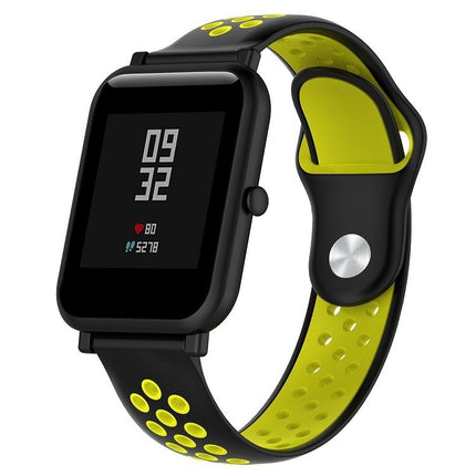 Double Colour Silicone Sport Wrist Strap for Huawei Watch Series 1 18mm(Black Yellow)-garmade.com