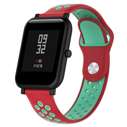 Double Colour Silicone Sport Wrist Strap for Huawei Watch Series 1 18mm(Coral Red + Mint Green)-garmade.com
