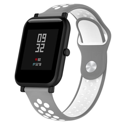 Double Colour Silicone Sport Wrist Strap for Huawei Watch Series 1 18mm(Grey White)-garmade.com