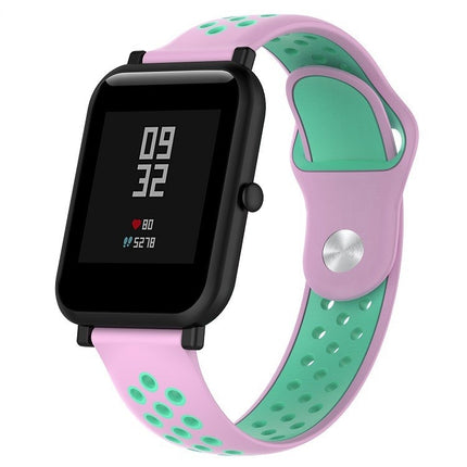 Double Colour Silicone Sport Wrist Strap for Huawei Watch Series 1 18mm(Mint Green + Light Pink)-garmade.com