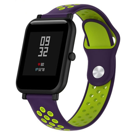 Double Colour Silicone Sport Wrist Strap for Huawei Watch Series 1 18mm(Purple + Mint Green)-garmade.com