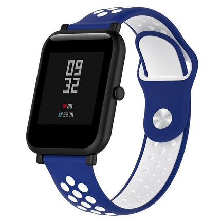 Double Colour Silicone Sport Wrist Strap for Huawei Watch Series 1 18mm (White Blue)-garmade.com