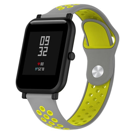Double Colour Silicone Sport Wrist Strap for Huawei Watch Series 1 18mm(Yellow + Grey)-garmade.com