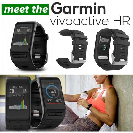 Silicone Sport Wrist Strap for Garmin Vivoactive HR (Black)-garmade.com