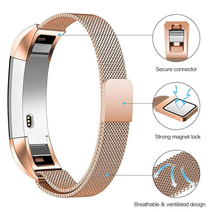 Stainless Steel Magnet Wrist Strap for FITBIT Alta,Size:Small,130-170mm (Cherry Gold)-garmade.com