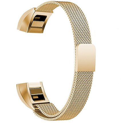 Stainless Steel Magnet Wrist Strap for FITBIT Alta,Size:Small,130-170mm (Gold)-garmade.com