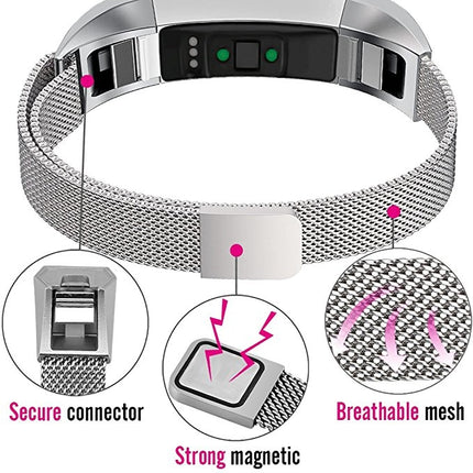 Stainless Steel Magnet Wrist Strap for FITBIT Alta,Size:Small,130-170mm (Rose Gold)-garmade.com