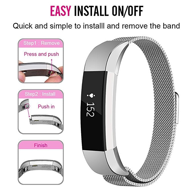Stainless Steel Magnet Wrist Strap for FITBIT Alta,Size: Large, 170-236mm (Blue)-garmade.com