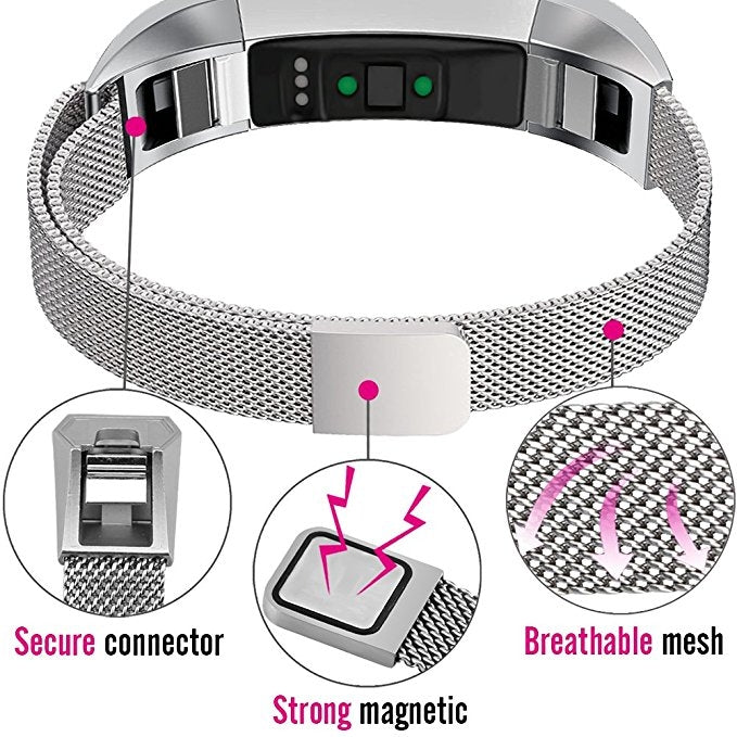 Stainless Steel Magnet Wrist Strap for FITBIT Alta,Size: Large, 170-236mm (Blue)-garmade.com