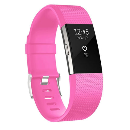 Square Pattern Adjustable Sport Wrist Strap for FITBIT Charge 2, Size: S, 10.5x8.5cm (Rose Red)-garmade.com