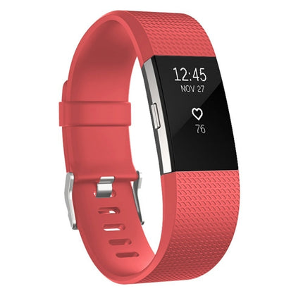 Square Pattern Adjustable Sport Wrist Strap for FITBIT Charge 2, Size: L, 12.5x8.5cm(Coral Red)-garmade.com
