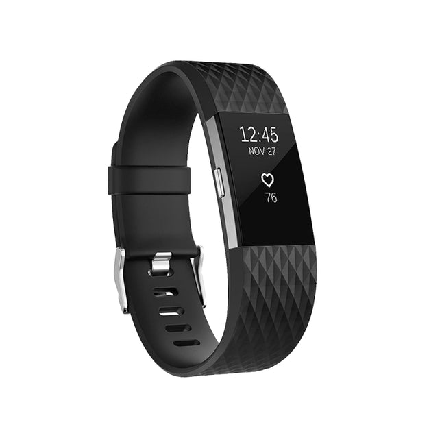Diamond Pattern Adjustable Sport Wrist Strap for FITBIT Charge 2, Size: S, 10.5x8.5cm(Black)-garmade.com