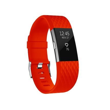 Diamond Pattern Adjustable Sport Wrist Strap for FITBIT Charge 2, Size: S, 10.5x8.5cm(Bright Red)-garmade.com