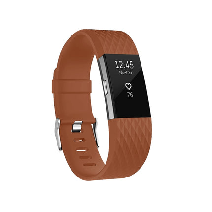 Diamond Pattern Adjustable Sport Wrist Strap for FITBIT Charge 2, Size: S, 10.5x8.5cm(Coffee)-garmade.com
