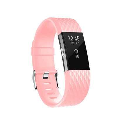 Diamond Pattern Adjustable Sport Wrist Strap for FITBIT Charge 2, Size: S, 10.5x8.5cm(Pink)-garmade.com