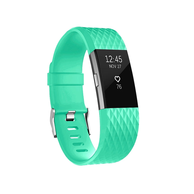 Diamond Pattern Adjustable Sport Wrist Strap for FITBIT Charge 2, Size: S, 10.5x8.5cm(Mint Green)-garmade.com