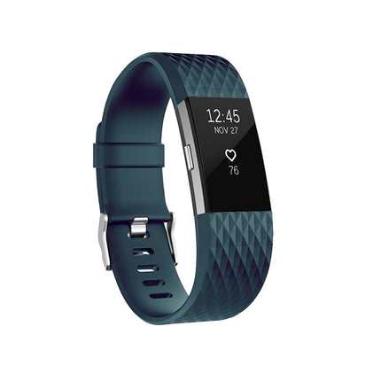 Diamond Pattern Adjustable Sport Wrist Strap for FITBIT Charge 2, Size: S, 10.5x8.5cm(Navy Blue)-garmade.com